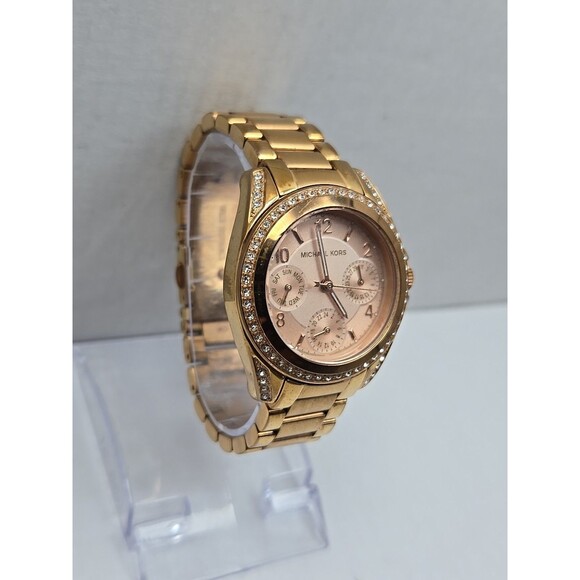 Michael Kors Mini Blair MK5613 Rose Gold Glitz Bezel Multifunction New Battery - Picture 3 of 11